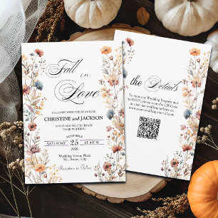 Convite Flores selvagens caem no amor Código QR Casamento
