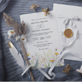 Convite Flores Selvagens Casamento Elegante Moderno Orçame