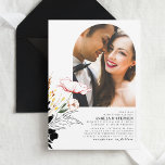 Convite Flores Selvagens Casamento Negro Elegante Foto Boh<br><div class="desc">Este convite de casamento de flores silvestres é perfeito para amantes da natureza. O convite é emparelhado com uma paleta de cores única de verde-floresta, amarelo, vermelho, marrom e... preto. Com uma fotografia a mais do casal e belos sotaques de flores desenhados à mão, este convite será uma guardiã duradoura...</div>