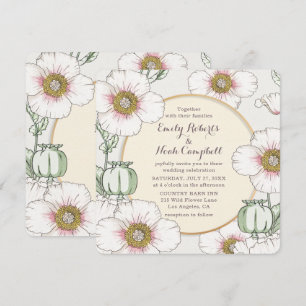 Convite Flores Selvagens Casamento País Pastel Floral Mod