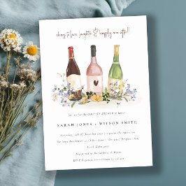 Convite Flores selvagens Cheias Casais de garrafas de vinh