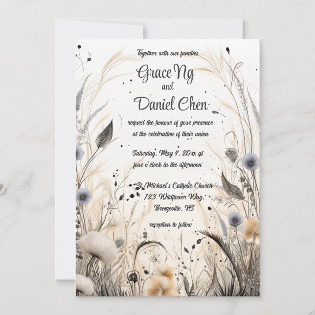 Convite Flores Selvagens de Breeze de outono Editáveis (Frente)