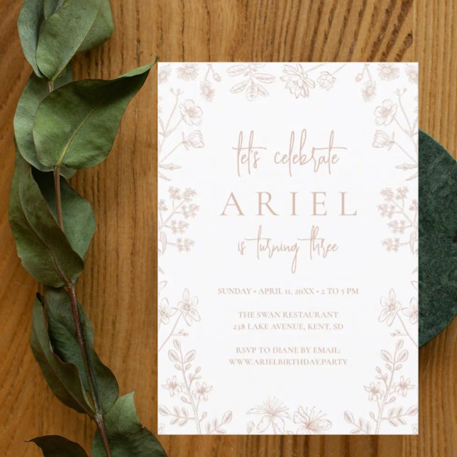 Convite Flores selvagens desenhando lindos anos florais (Criador carregado)