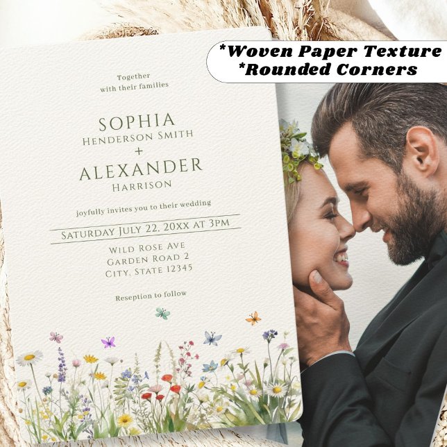 Convite Flores selvagens e casamento fotográfico (Criador carregado)