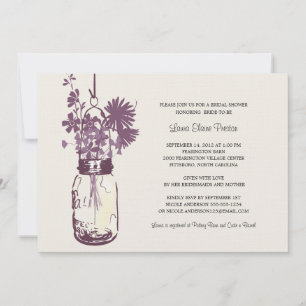 Convite Flores selvagens e Chá de panela de Mason Jar