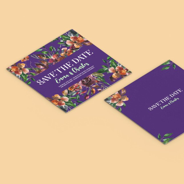 Convite Flores Selvagens Escuras Salvem A Data (Criador carregado)