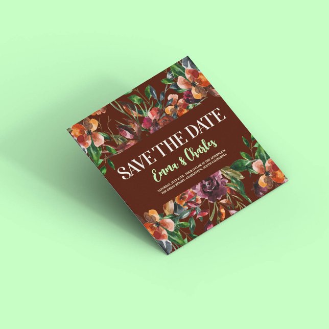 Convite Flores Selvagens Escuras Salvem A Data (Criador carregado)