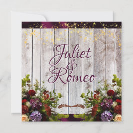 Convite Flores selvagens, Fita Roxa e Luzes Casamento 2