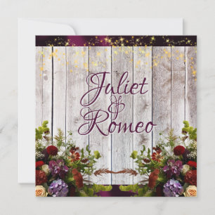 Convite Flores selvagens, Fita Roxa e Luzes Casamento 2