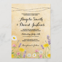 Flores Selvagens Luzes de Vintage Convidam Floral