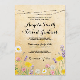 Convite Flores Selvagens Luzes de Vintage Convidam Floral