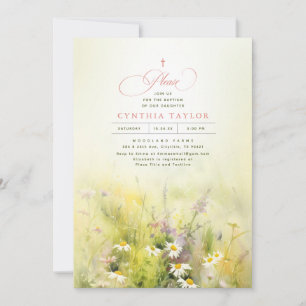 Convite Flores selvagens Meadow Elegant Summer Baptism