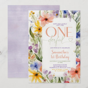 Convite Flores selvagens não é um primeiro aniversario mar