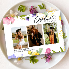 Convite Flores Selvagens Negociaram Três Graduações Fotogr