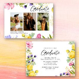 Convite Flores Selvagens Negociaram Três Graduações Fotogr