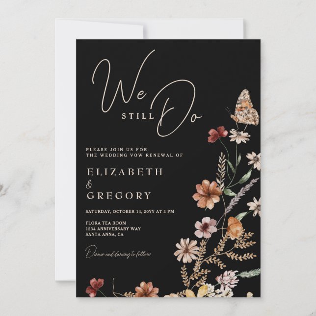 Convite Flores Selvagens Negros Ainda Fazemos Renovação de (Frente)