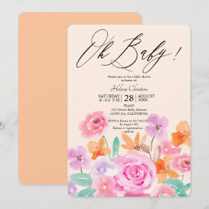 Convite Flores selvagens primavera chá de fraldas de aqua