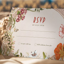 Flores Selvagens RSVP Casamento Inserir Vintage