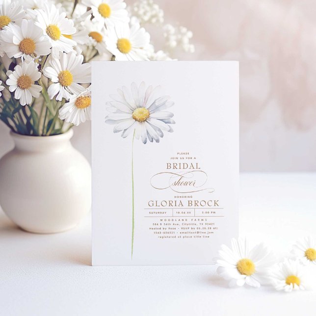 Convite Flores Selvagens Tema Chá de panela Margarida Bran (Wildflowers Themed Daisy Inspired Bridal Shower Invitations)
