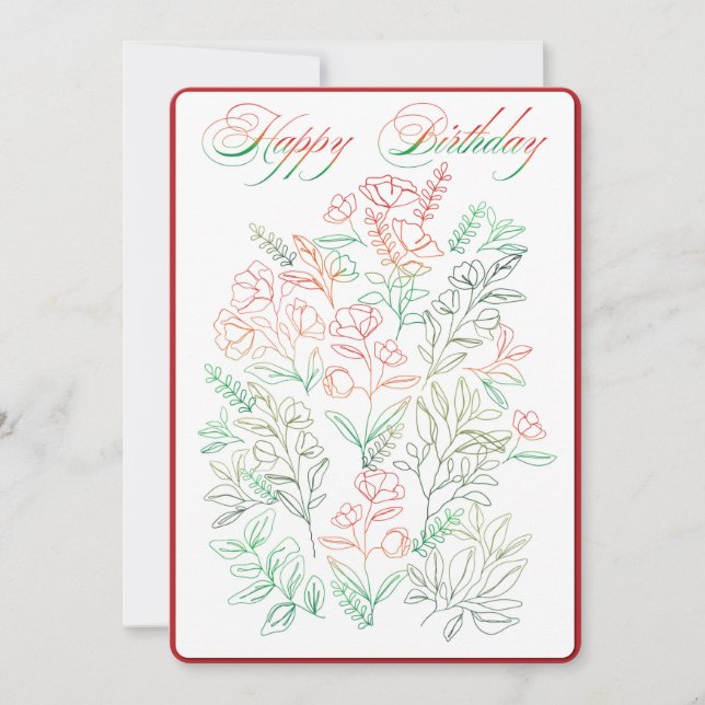 Convite Flores selvagens W Parabéns (Frente)