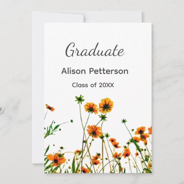 Convite Flores silvestres amarelas alaranjadas modernas e  (Frente)