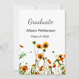 Convite Flores silvestres amarelas alaranjadas modernas e 