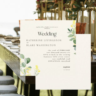 Convite Flores Silvestres Amarelas Eucalipto Casamento Pra