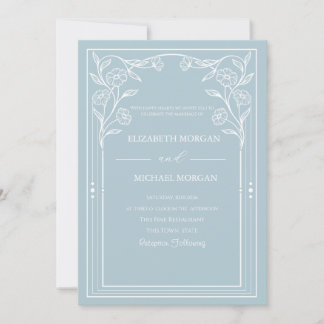Convite Flores Silvestres Boho Vintage Casamento Azul