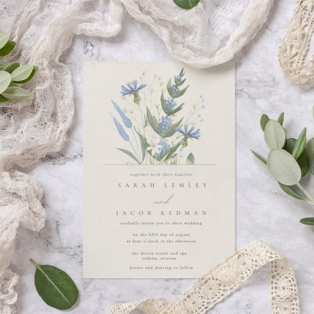 Convite Flores Silvestres Botânicas de Verão Casamento (Criador carregado)