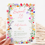 Convite Flores silvestres brilhantes modernas do chic Boho<br><div class="desc">Adicione um toque de elegância boêmica aos seus eventos com nosso moderno Chic Boho Bright Flores selvagens coloridas Doce 16 aniversários Convite. Apresentando flores botânicas de matizes cor-de-rosa, vermelha, verde e roxa inspiradas em flores silvestres e jardins rústicos de aquarelas com um verde sutil e uma tipografia moderna de matizes....</div>