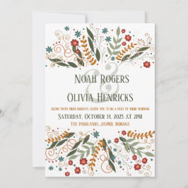 Convite Flores Silvestres Caprichosas Elegância Modernidad