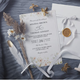 Convite Flores Silvestres Casamento Código QR Elegante Mod