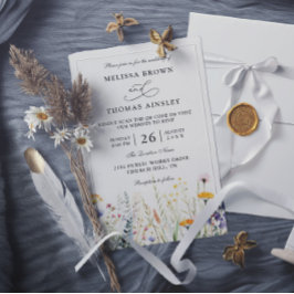Convite Flores Silvestres Casamento Código QR Orçamento Mo