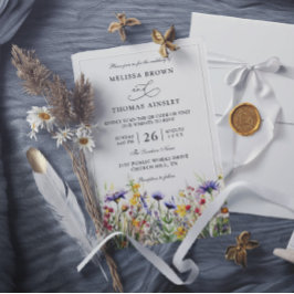 Convite Flores Silvestres Casamento Código QR Orçamento Mo