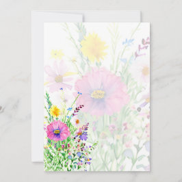 Convite Flores silvestres coloridas da primavera em branco