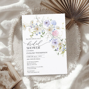 Convite Flores-silvestres, cor-de-água, cor-de-primavera a