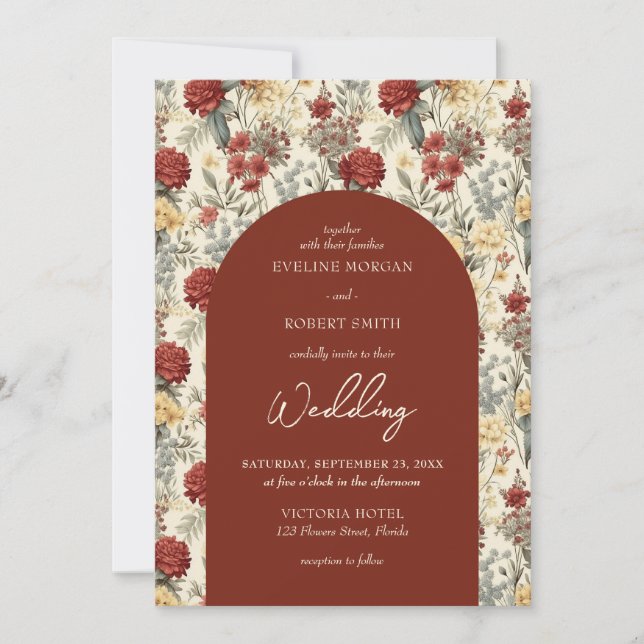 Convite Flores silvestres de aquarelas aranha de marfim de (Frente)
