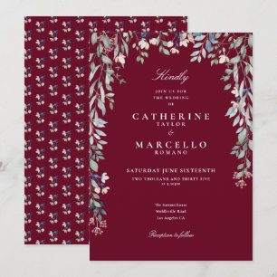 Convite Flores Silvestres de Borgonha Vegetação Floral Cas