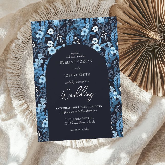 Convite Flores silvestres de campo Elegante (Elegant winter meadow wild flowers bold invitation)