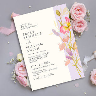 Convite Flores Silvestres de Prado Casamento Moderno Boho
