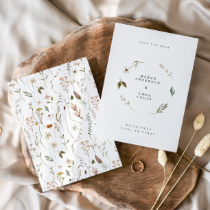 Convite Flores silvestres elegantes, com exceção da data