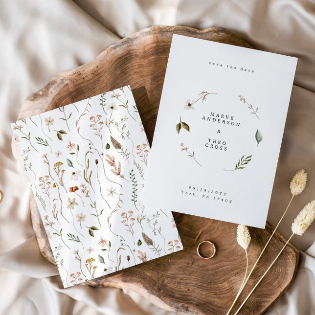 Convite Flores silvestres elegantes, com exceção da data (Criador carregado)