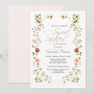 Convite Flores Silvestres Elegantes Sweet 16