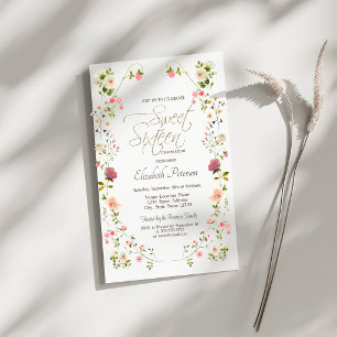 Convite Flores Silvestres Elegantes Sweet 16
