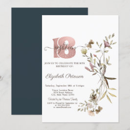 Convite Flores Silvestres em Aquarela Caprichosa Aniversár
