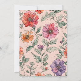 Convite Flores silvestres florais Doce 16 rosa Inv