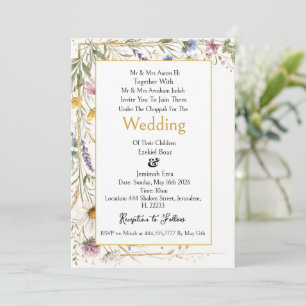 Convite Flores Silvestres Floral Botânico, Casamento Judai