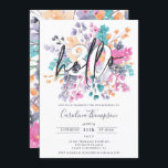 Convite Flores silvestres, foto de chic floral, 30<br><div class="desc">Olá, 30! Procurando o convite de festas aniversário de 30 anos floral perfeito e legal? Consiga este convite para aniversário de 30 anos de fotos com flores selvagens pintadas por uma mão pintada de vara, com um roteiro de cores aquáticas florais, adicione sua foto no verso com um roteiro de...</div>