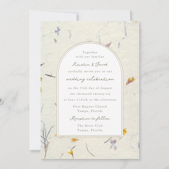 Convite Flores Silvestres Papel Floral Casamento Digital M (Frente)