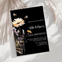 Flores silvestres preto amarelo roxo aniversário
